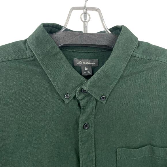 Eddie Bauer Dark Green Flannel Button Up Big and Tall Mens 2XL - Picture 4 of 8